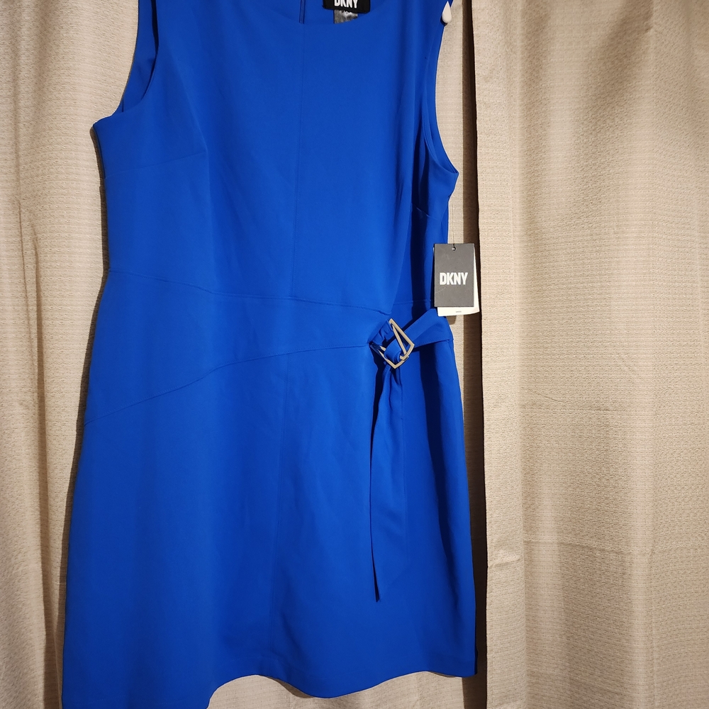 DKNY Vibrant Blue Mini Dress with Belt
